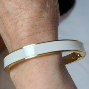 Talbots White with Gold Rim Bangle Bracelet